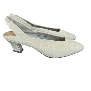 Vintage 90s Sensations Marla Armani Khaki Slingback Heels Size 8.5 Womens Beige